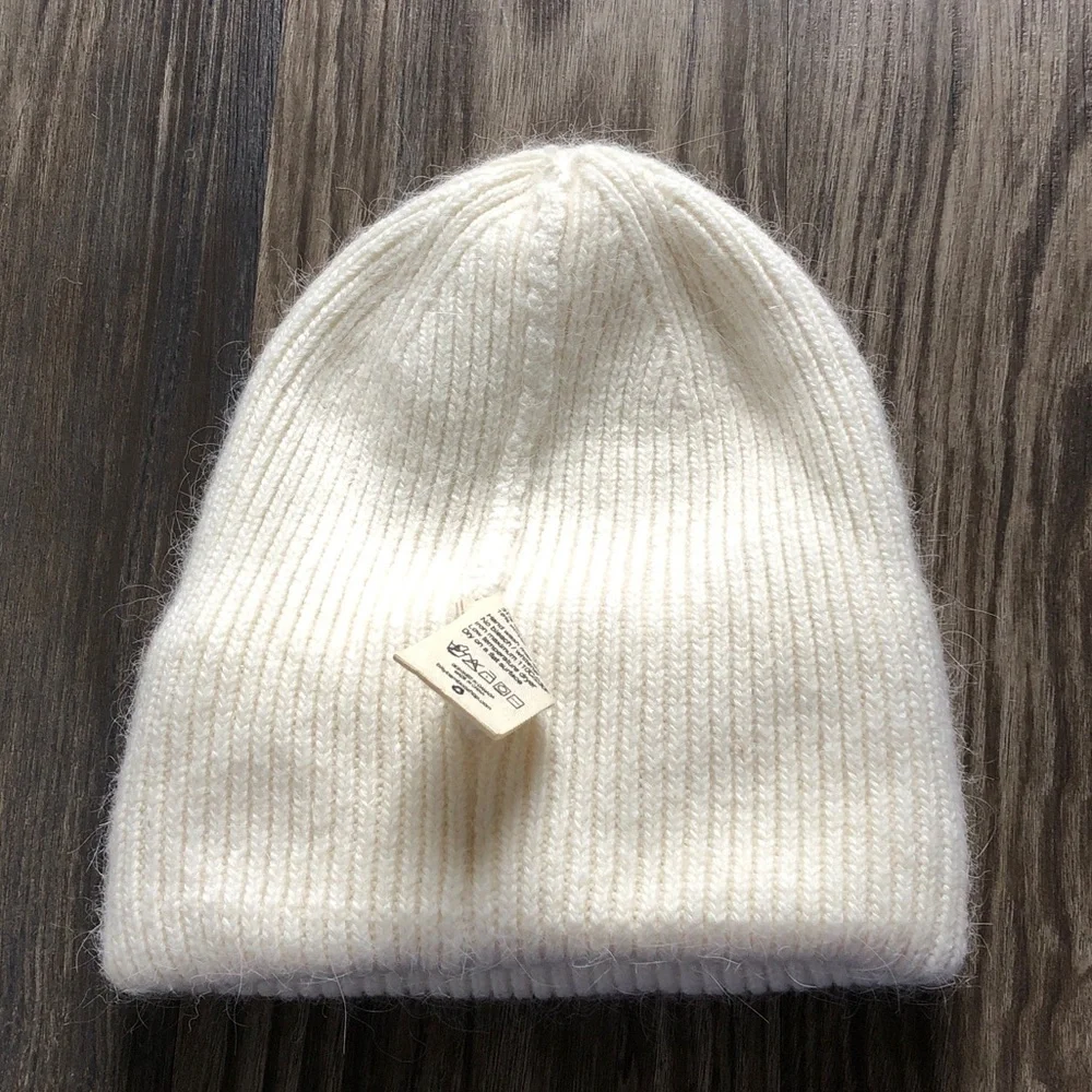 Billy Bamboo Angora Blend Beanie Hat Off White